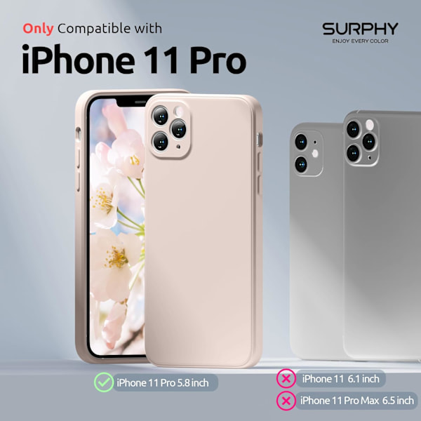 Design för iPhone 11 Pro Skal med Kameraskydd, Raka Kanter Flytande Silikon Skal för iPhone 11 Pro 5.8 tum, Ljusrosa Ljusrosa