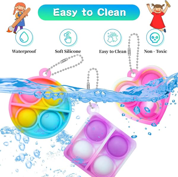 Pop Fidget Nøkkelring 30-pakning Mini Fidget Leker Bulk Festgaver til Barn 4-8, 8-12 år Gutter Jenter Push Pops Bulk Leker Små Premier til Barn Klasserom