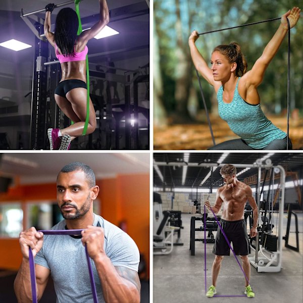 Motståndsdragstång - Dragstångshjälp för träning, långa träningsband för kroppssträckning, styrketräning, fitnessträning, med svart