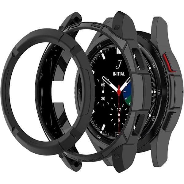Til Galaxy Watch4 Classic 46MM - Beskyttelsesetui + Bezel Ring Urskivedæksel (Sort) Sort 46MM