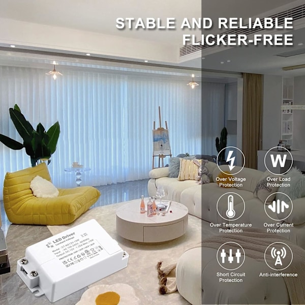 12V 15W LED-driver - Konstant spændingstransformator til LED-belysning