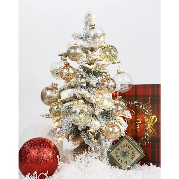 24 st transparenta julgranskulor i champagnefärg, 6 cm