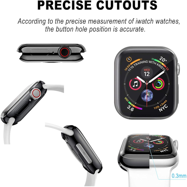 1 pakke etui til Apple Watch 40 mm, fuld beskyttelse