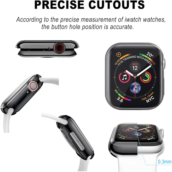 [2-pak] Etui til Apple Watch 40 mm, fuld beskyttelse