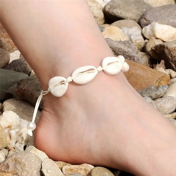 Ny 2025 Nye Seashell Anklet Håndlagde Conch Anklets for Unisexs Kvinner Sommer Strand Smykker Barfot Ankel På Benrem Tilbehør Gave Mote