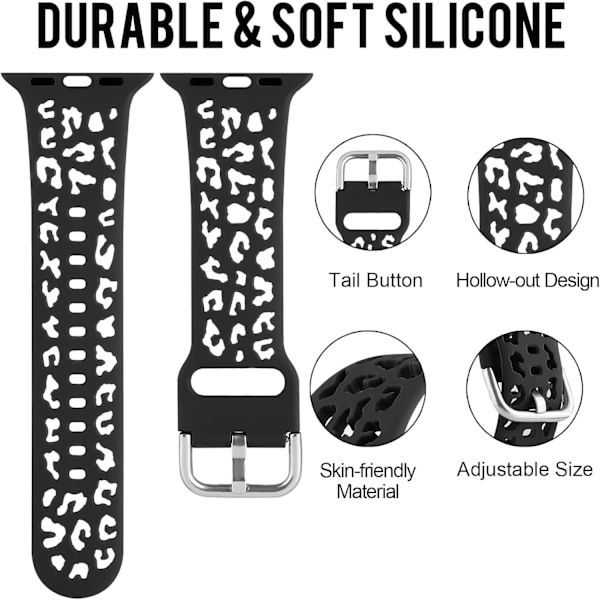 Leopard ihåligt silikonband som är kompatibelt med Apple Watch 38 mm