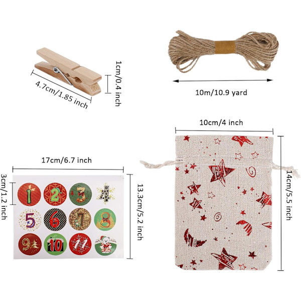 Adventskalender, Juteposer for å fylle adventskalender, Jutepose