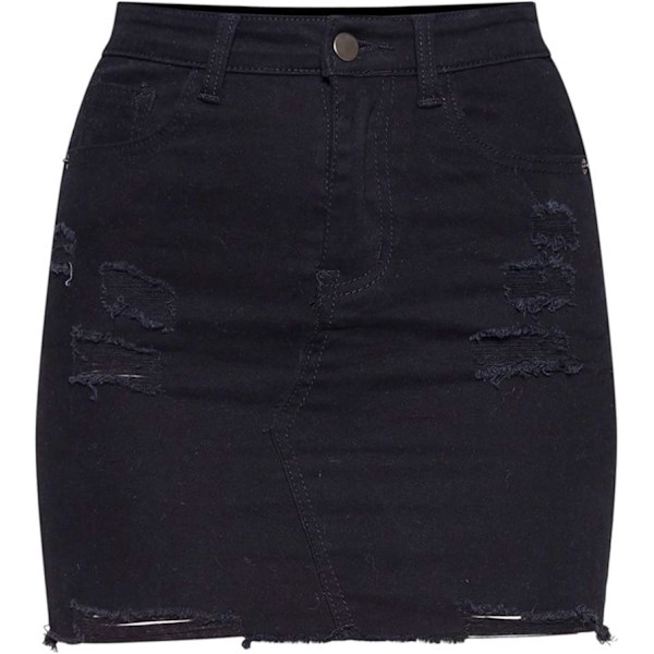 Kvinners høye midje jean skjørt frynsete slim fit elastisk bodycon kort mini