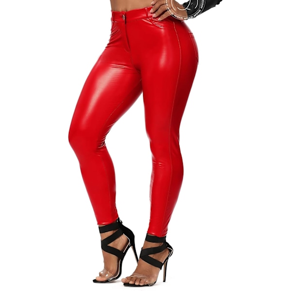 Kvinnors Leggings i konstläder Byxor PU Elastiskt formande höft