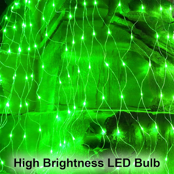 Gröna julnätljus utomhusdekorationer, 9,9ft x 6,6ft 264 LED inomhus Twinkle Mesh Lights, IP44 vattentät 8 lägen Fairy Netting Bush Green