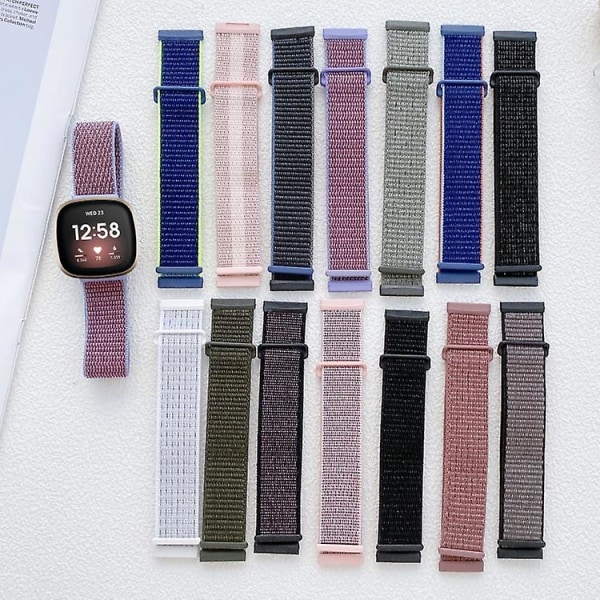 För Fitbit Versa 3 Nylon Gummiband Spänne Klockarmband XNL Rainbow