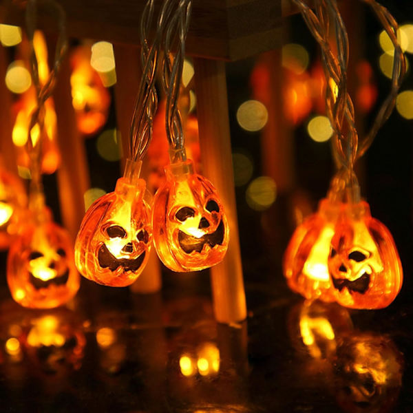 Græskarlyskæde 20ft 30 LED Halloween Dekorative Lys Græskar Dekorative Lyssnor Lyssnor Vandtæt Halloween Lys 2 Tilstande til