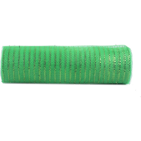 10 tum x 30 fot (10 yards) - Metallic Poly Mesh Band för Kransar - Äppelgrön
