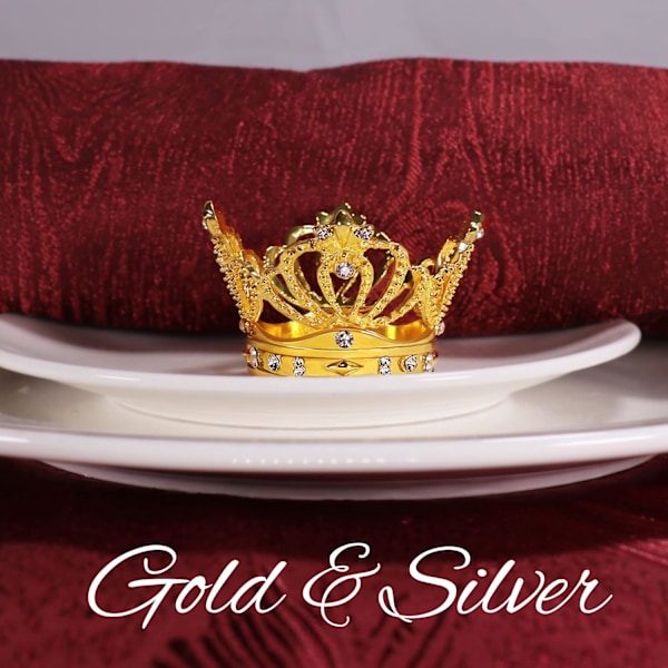 Gull krone serviettringer holdere sett for ferie bryllup jul Thanksgiving,