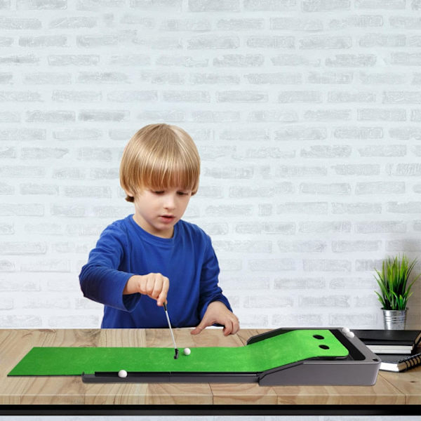 Desktop Golfspil | Bærbar Fløjls Minigolfspil med Gummibun - Golftræningslegetøj, Dekorative Bordspil med Automatisk Boldretur System