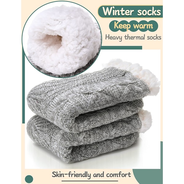 Dam Fuzzy Tofflor Strumpor Fluffy Mysig Stuga Vinter Varma Fleece Plysch Stickad med
