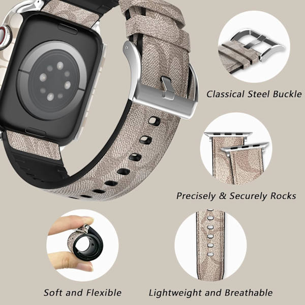 Lyxigt läderband och fodral som är kompatibelt med Apple Watch 38mm 40mm