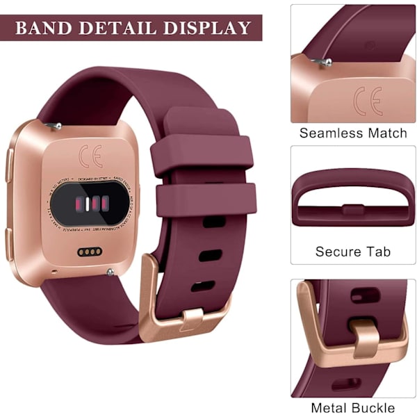 4-pack Fitbit Versa-armband - Klassiskt TPU-silikon sport justerbart ersättningsarmband för Fitbit Versa/Versa 2/Versa Lite
