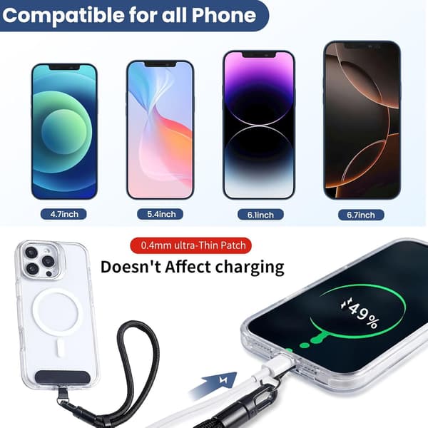 Telefonhalsrem, 2-pack justerbar mobiltelefonhalsrem, handledsrem med fästflikar för