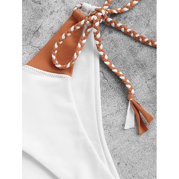 Triangelstringbikini badkläder för kvinnor med hög skärning och knytband på sidan 2 delar badkläder