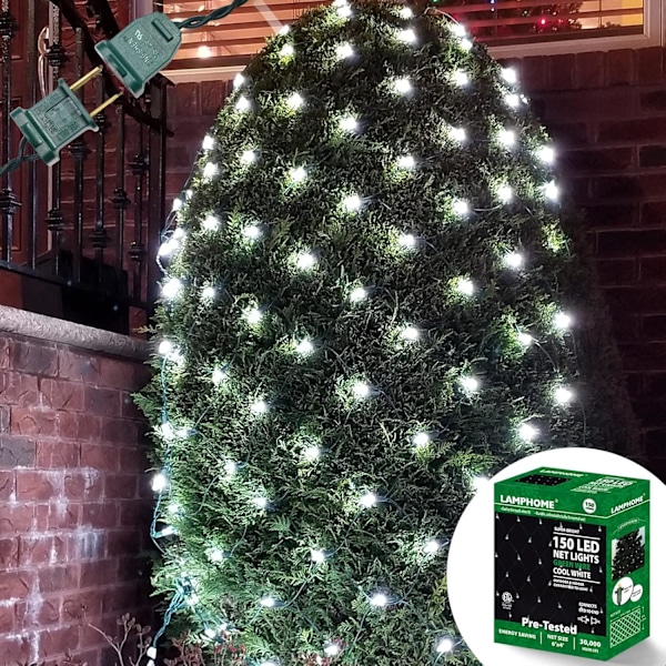 Led julnätljus utomhus juldekorationer ljus 150LED 6ftx4ft, anslutningsbara utomhus fe nätslingor för fest, semester,