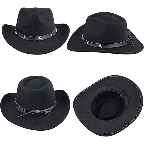 Klassisk cowboyhat til kvinder og mænd Western Style bredskygget Fedora Hat med