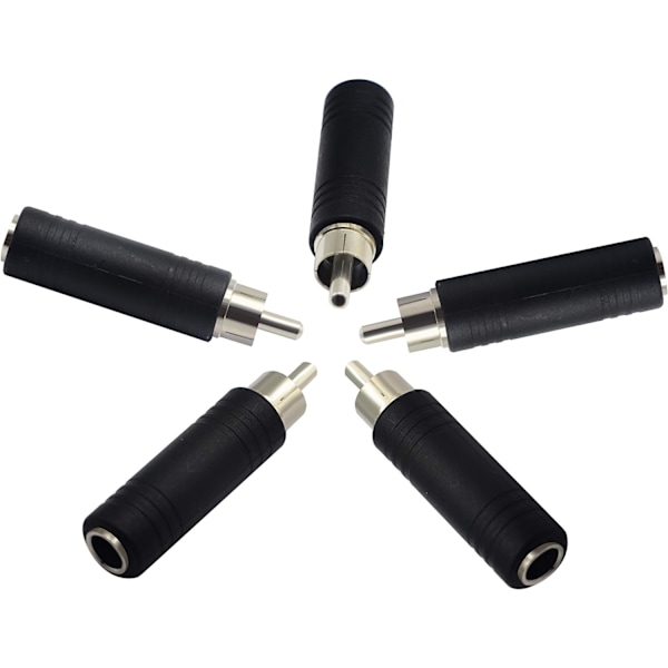 6,35 mm till RCA-adapter - Mono honljudsmikrofonadapter (5-pack)