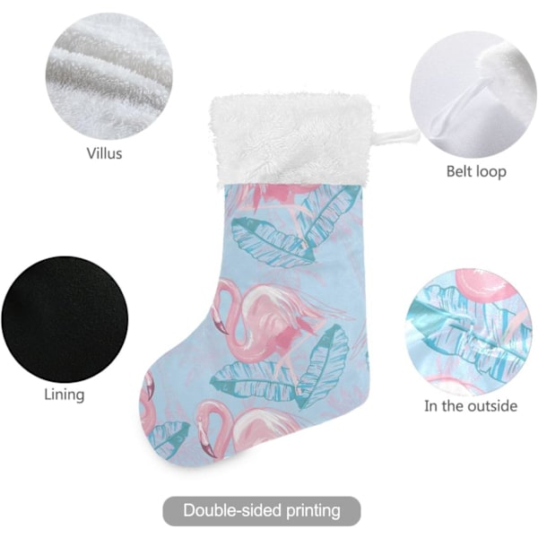 Julklapp, personliga julklappsstrumpor 2-pack Cartoon Flamingo 45,7 cm Julstrumpor Hängande Ornament Eldstad för träddekoration