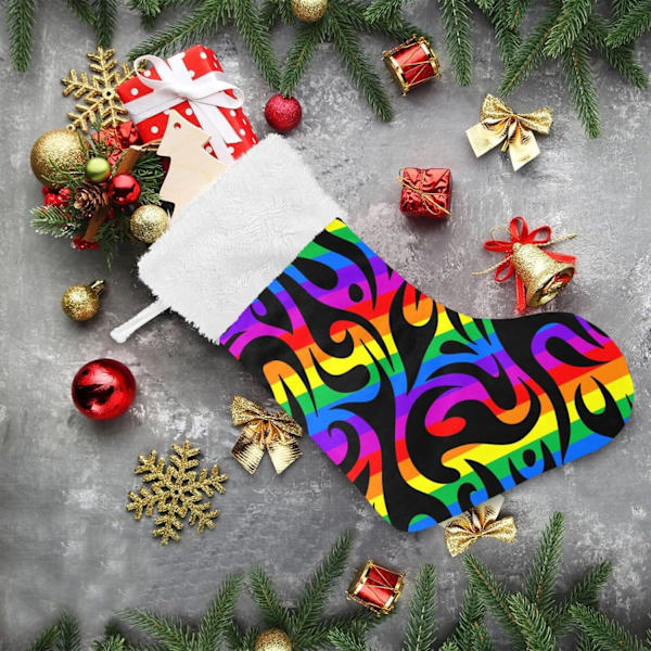Julklapp, personliga julklappsstrumpor 2-pack Regnbåge Elddrake Klotter 45,7 cm Julstrumpor Hängande Ornament Eldstad för