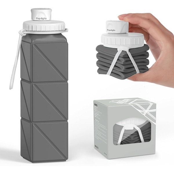 Elastisk Silikon Hopfällbar Vattenflaska - BPA-fri, Läcksäker & Återanvändbar för Resor, Vandring, Yoga | Lättvikt (500ml)