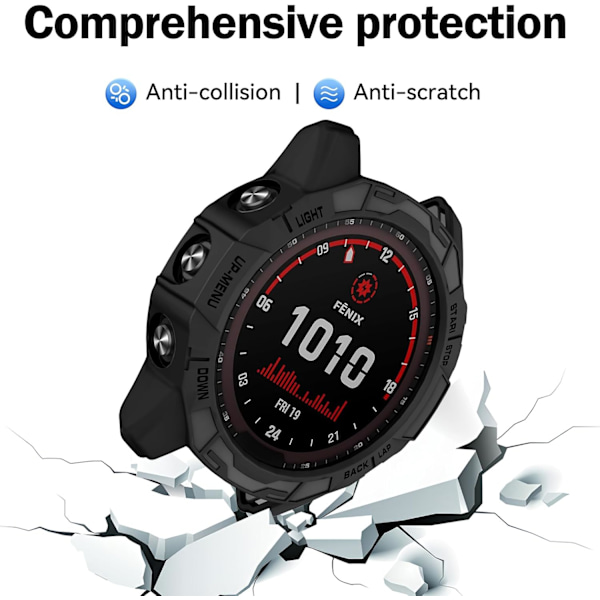 Skal Kompatibelt med Garmin Fenix 7X/Fenix 7X Pro/EPIX Pro 51mm, Mjuka Anti-Fall Ersättningsskydd Smartwatch Tillbehör Svart 26M