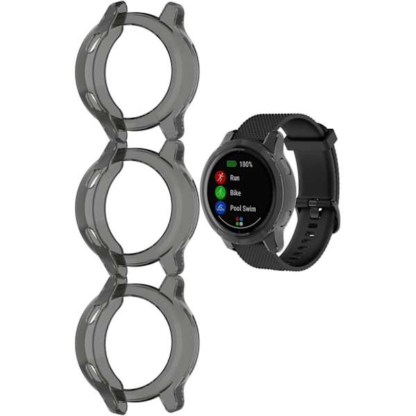 Musta-3kpl Suojakuoret Yhteensopiva Garmin vívoactive 4 Kellon Kotelon Lisätarvikkeiden Kanssa Läpinäkyvä TPU Suojaava Puskuri Naarmuuntumaton 45 mm Vívoactivelle