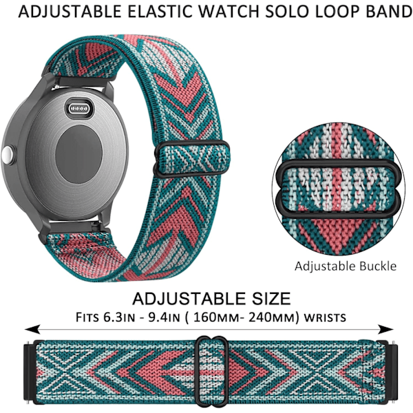 Rem for Garmin Venu / Vivoactive 3 klokke, 20 mm justerbar