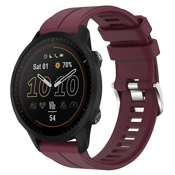 För Garmin Forerunner 955 22mm enfärgat silikonarmband LBR Burgundy