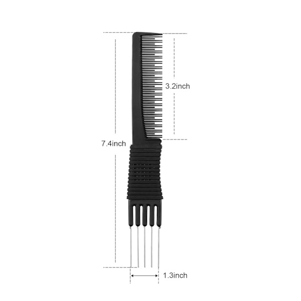 3-pack kolfiberkammar med metallpinnar, salongskammar