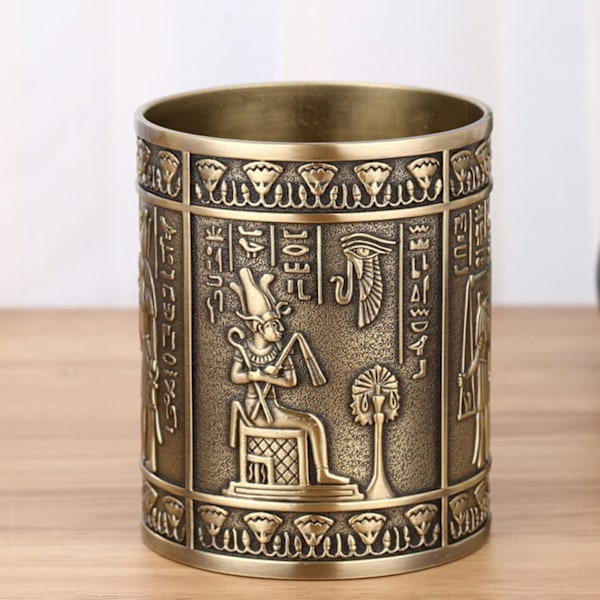 1 stk Egyptin Idol pennholder Vintge pennholder pennbeholdere Kosmetiske penselholdere Metall pennholder Skrivebord pennholder Kontor pennholder Tilfeldig farge