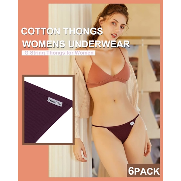 6-pack G-string stringtrosor för kvinnor Bomullstrosor Låghöjd