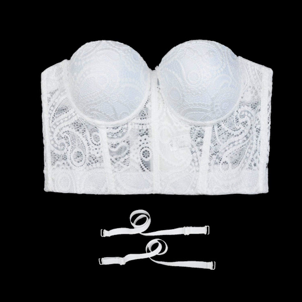 Kvinders Paisley Mesh Lace Bustier Crop Top Sexet Korset Top BH Hvid