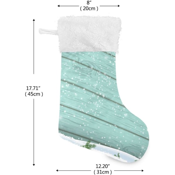 Julklapp, personliga julklappsstrumpor 2-pack Blå Trä Snöflinga 45,7 cm Julstrumpor Hängande Ornament Eldstad för Träddekoration