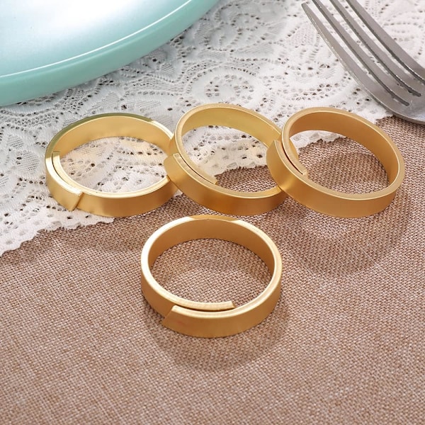 6 stk. matte guld servietringe - minimalistisk moderne luksusdesign, stoflinned