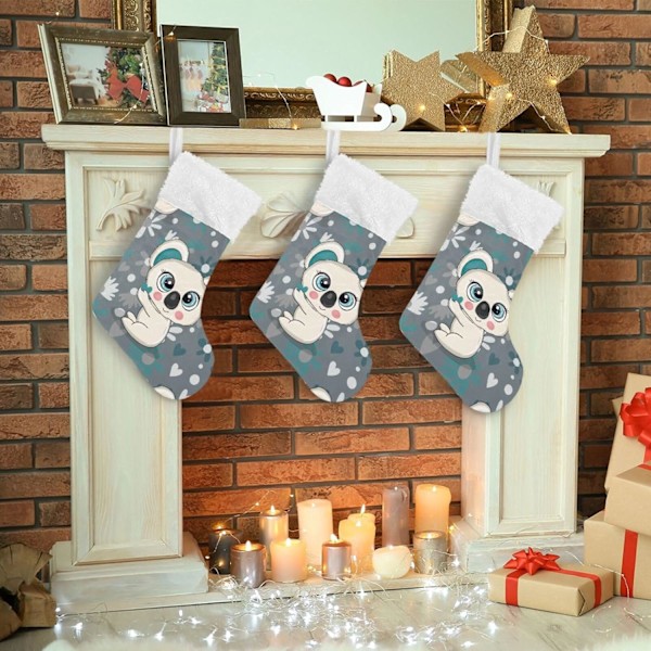Julklapp, personliga julklappsstrumpor 2-pack Koala Skog Söta Djur 45,7 cm Julstrumpor Hängande Ornament Eldstad för Träd