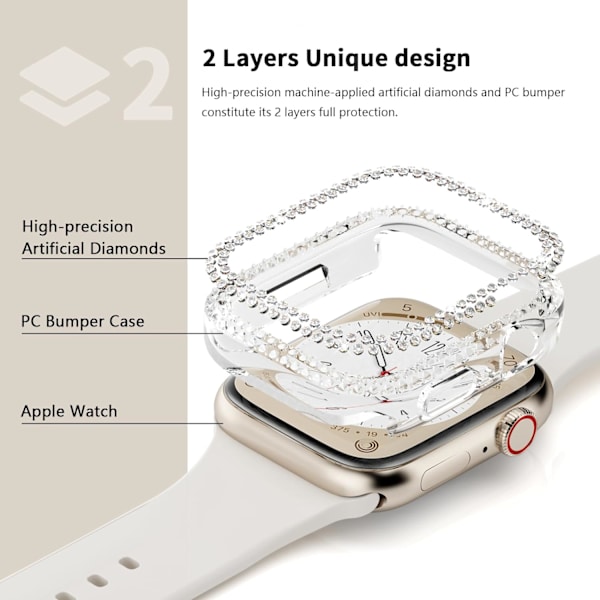 för Apple Watch Series 6/SE/5/4 40 mm Bumper Bling-fodral, 3-pack kvinnor