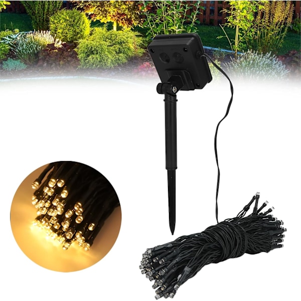 Utomhuslampor Julgran LED Hängande Dekoration Sträng 100 Ljus Chips Solenergi Ultra Längd Prydnader för Uteplats, Trädgård Bröllop Jul