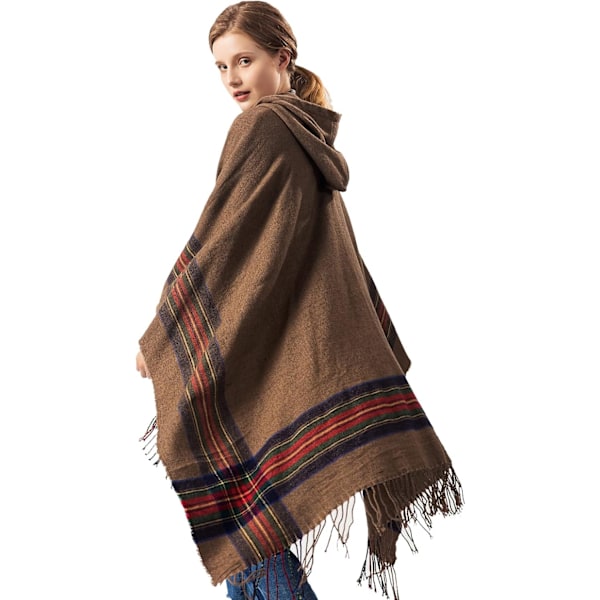 Oversized vinterteppe sjal kvinners koselige åpne foran poncho