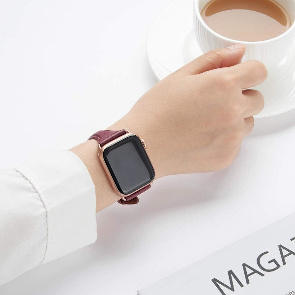 Læderrem Kompatibel med Apple Watch Band 38mm 40mm
