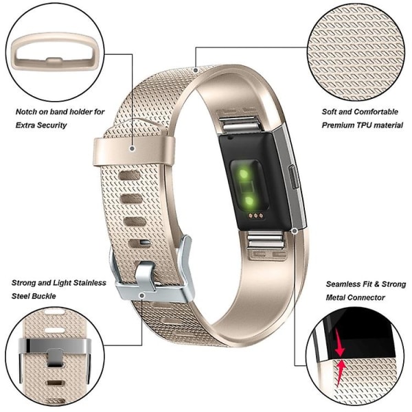 Rutiga metallarmband för Fitbit Charge 2 DFC Champagne Gold