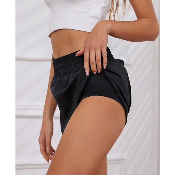 Löparshorts för kvinnor, atletiska shorts, elastiska shorts med hög midja, gym, yoga