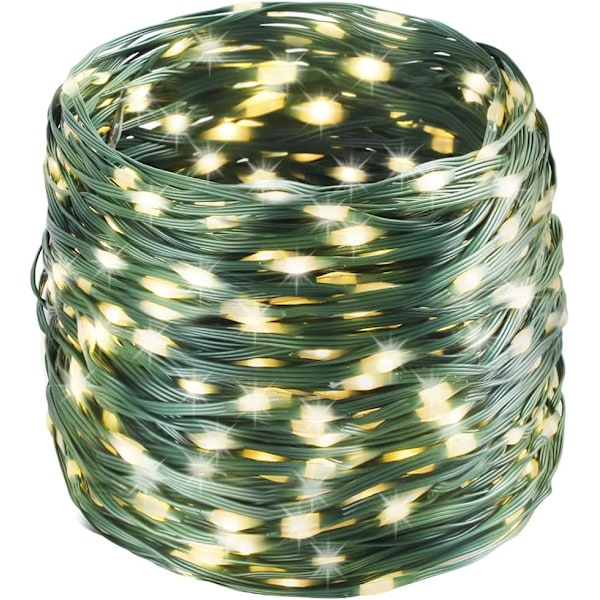 164FT 500 LED julelys, 8 moduser julelyskjede med timer og minnefunksjon, grønn ledning stjerneformet lyslenke til jul