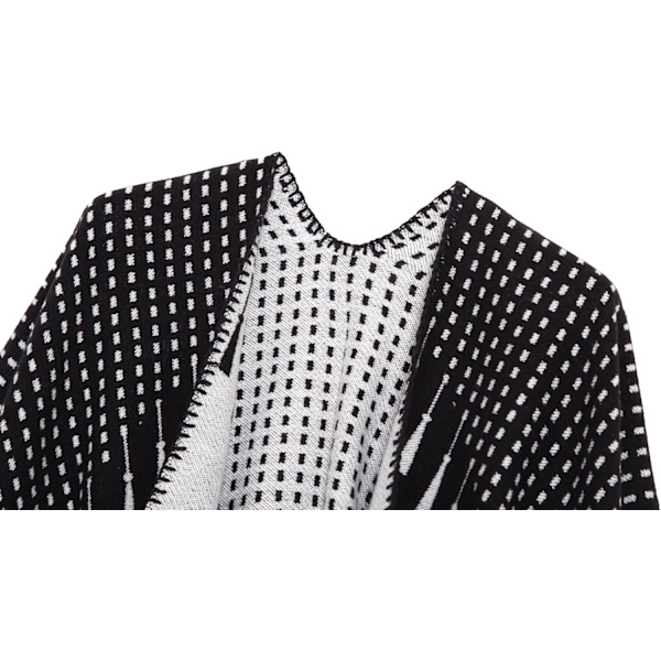 Fargeblokk Dame Sjal Wrap Stilig Åpen Front Poncho Cape
