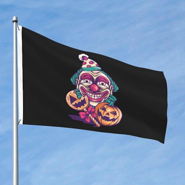 Halloween Klovne og Græskar 2x3 Fod Dobbeltsidet Udendørs Dekorativt Banner s Holdbart Hjem Terrasse Banner s Sæsonbestemt Have Velkommen 2x3 Sort Sort